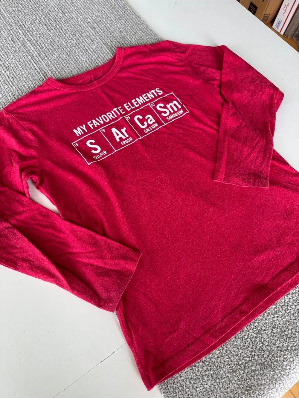 The Children's Place Red Long Sleeve Tee My Favorite Elements Sarcasm Graphic XL